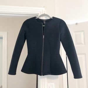 FOREVER 21 Black Peplum Scuba Jacket